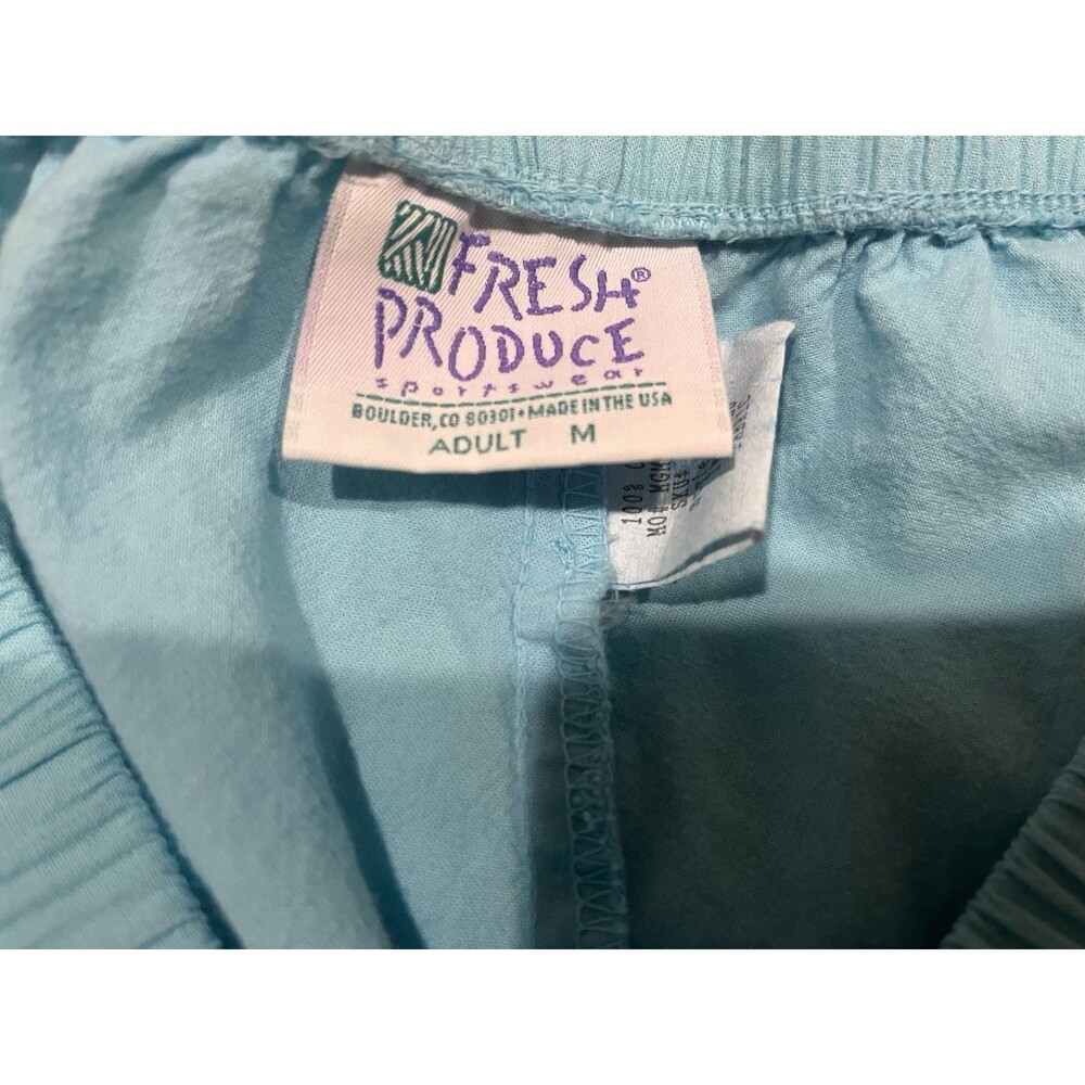 Fresh Produce Light Aqua Blue Cropped Elastic Waist Cotton Pants Sz M Pockets - Picture 7 of 8